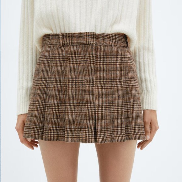 Mango Dresses & Skirts - Mango Brown Plaid Mini Skirt